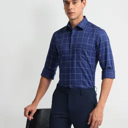 Arrow Men Slim Fit Windowpane Checks Opaque Cotton Formal Shirt-picture-40