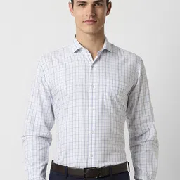 Peter England Men White Checked Formal Shirt-image-61