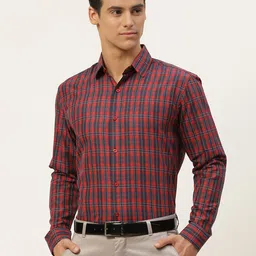 SOJANYA Men Red Classic Tartan Checks Checked Formal Shirt-image-32