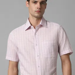 Louis Philippe Checked Spread Collar Classic Opaque Formal Shirt-picture-34