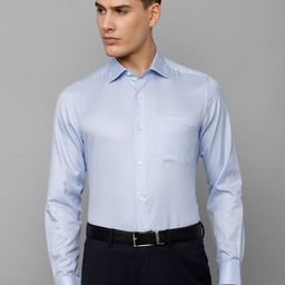 Louis Philippe Men Micro Checks Printed Formal Pure Cotton Shirt-image-61