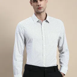 INVICTUS Standard Spread Collar Micro Ditsy printed Slim Fit Opaque Formal Cotton Shirt-image-95