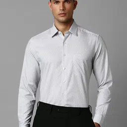 Louis Philippe Spread Collar Slim Fit Printed Cotton Formal Shirt-picture-32