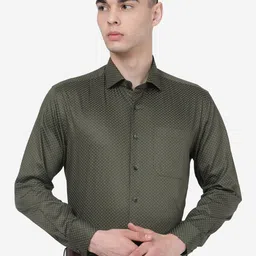 JADE BLUE Geometric Printed Formal Pure Cotton Shirt-image-58