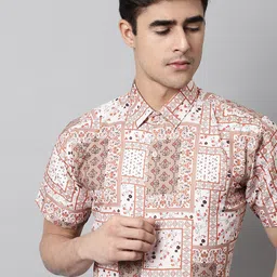 JAINISH Classic Floral Printed Spread Collar Long Sleeve Cotton Casual Shirt-image-88