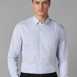 Luxure by Louis Philippe Slim Fit Striped Cotton Formal Shirt-picture-48