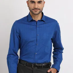 Turtle Classic Slim Fit Micro Checks Opaque Cotton Formal Shirt-picture-13