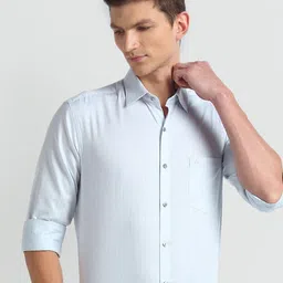 Arrow spread collar Long Sleeves Slim Fit Striped Cotton Formal Shirt-image-98