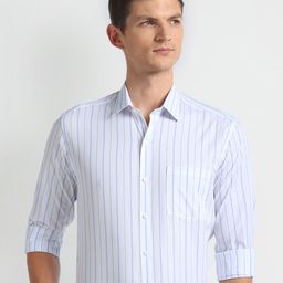 Arrow Slim Fit Vertical Striped Pure Cotton Formal Shirt-picture-35