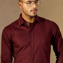 DENNISON Striped Textured Spread Collar Smart Formal Shirt-image-11