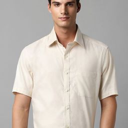 Louis Philippe Spread Collar Regular Fit Opaque Cotton Formal Shirt-image-84