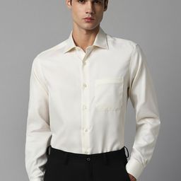 Louis Philippe Spread Collar Chest Pocket Pure Cotton Formal Shirt-image-76