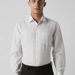 Van Heusen Micro Checked Spread Collar Linen Cotton Formal Shirt-image-6