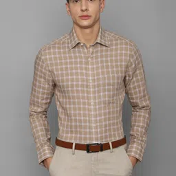 Louis Philippe Men Khaki Checked Formal Shirt-image-29