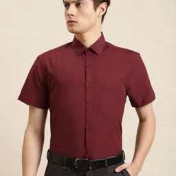 SOJANYA Men Maroon Solid Classic Regular Fit Cotton Formal Shirt-image-98