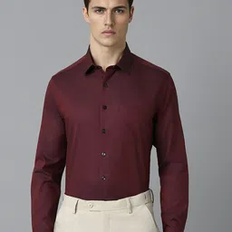 Louis Philippe Slim Fit Textured Self Design Spread Collar Pure Cotton Formal Shirt-image-10
