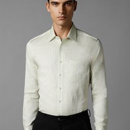 Louis Philippe Slim Fit Ethnic Motifs Printed Spread Collar Pure Cotton Formal Shirt-image-65