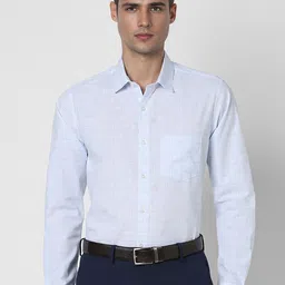 Peter England Slim Fit Opaque Windowpane Checked Cotton Formal Shirt-image-84