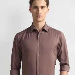 Arrow New York Slim Fit Spread Collar Twill Formal Shirt-picture-3