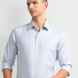 Arrow New York Slim Fit Micro Checks Spread Collar Long Sleeves Cotton Formal Shirt-image-83