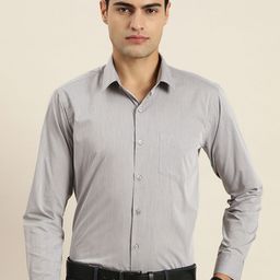 Hancock Smart Slim Fit Wrinkle Resistant Chambray Spread Collar Long Sleeves Formal Shirt-image-24