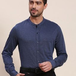 INVICTUS Band Collar Original Slim Fit Opaque Knit Formal Shirt-image-38