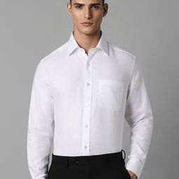Louis Philippe Classic Fit Self Design Textured Spread Collar Cotton Formal Shirt-image-14