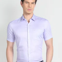 Arrow Geometric Printed Spread Collar Chest Pocket Pure Cotton Formal Shirt-picture-24