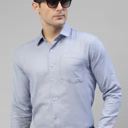 Hancock Modern Slim Fit Micro Ditsy Self Design Spread Collar Pure Cotton Formal Shirt-image-39