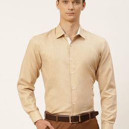 SOJANYA Men Beige Solid Classic Formal Shirt-image-72