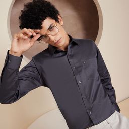 DENNISON Brand Logo Cotton Satin Shirt-image-84