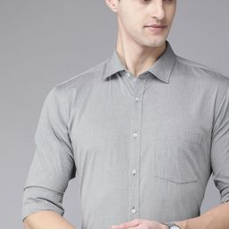 Park Avenue Men Grey Self Design Slim Fit Pure Cotton Formal Shirt-image-81