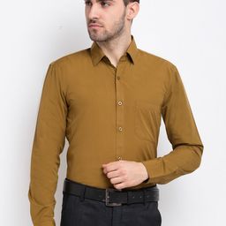 JAINISH Men Mustard Yellow Smart Opaque Formal Shirt-image-104