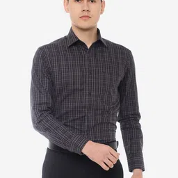 JADE BLUE Slim Fit Checked Cotton Formal Shirt-image-28