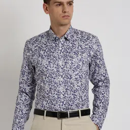 Peter England Slim Fit Floral Printed Pure Cotton Formal Shirt-image-96
