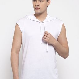 Friskers Men White Solid Hood T-shirt-image-50