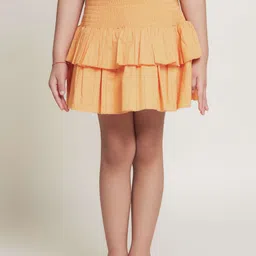 BAESD Girls Pure Cotton Flared Above Knee Length Skirt-image-7