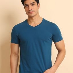 berry blues V-Neck Short Sleeves Cotton T-shirt-image-91