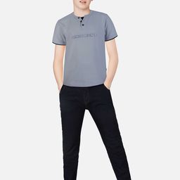 Gini and Jony Boys Grey Typography Henley Neck T-shirt-image-44