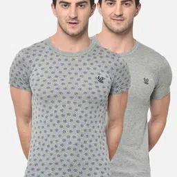 VIMAL JONNEY Men Pack Of 2 Grey Solid Round Neck T-shirt-image-88