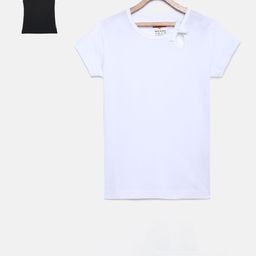 SINI MINI Girls Pack of 2 Solid Round Neck T-shirts-image-73