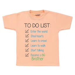 KNITROOT Kids Peach-Coloured Typography Printed T-shirt-image-97