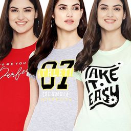 Fabflee Pack Of 3 Typography Printed Cotton T-shirt-image-71