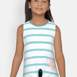 METRO KIDS COMPANY Girls Blue Organic Cotton Striped Round Neck T-shirt-image-65