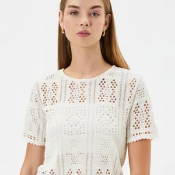 Koton Self Design Round Neck T-shirt-image-22
