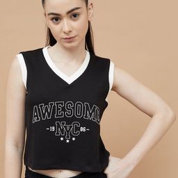 Kappa Women Typography Printed V-Neck T-shirt-image-72