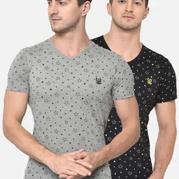 VIMAL JONNEY Men Pack of 2 Printed V-Neck T-shirts-picture-12