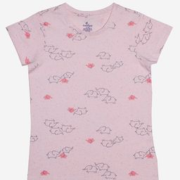 KiddoPanti Girls Pink Printed V-Neck Cotton T-shirt-image-7