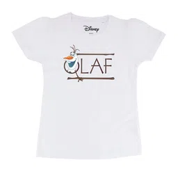 Frozen Girls Frozen White Printed Round Neck Pure Cotton T-shirt-image-26