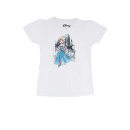 Frozen Girls White Frozen Printed Round Neck Pure Cotton T-shirt-image-49